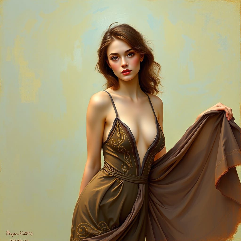 Celtic Woman in Flowing Swimsuit: Pre-Raphaelite Impressioni...