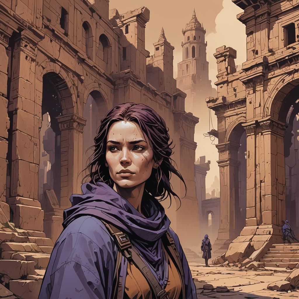 Mysterious Rogue Portrait in Sepia Ink Sketch Style