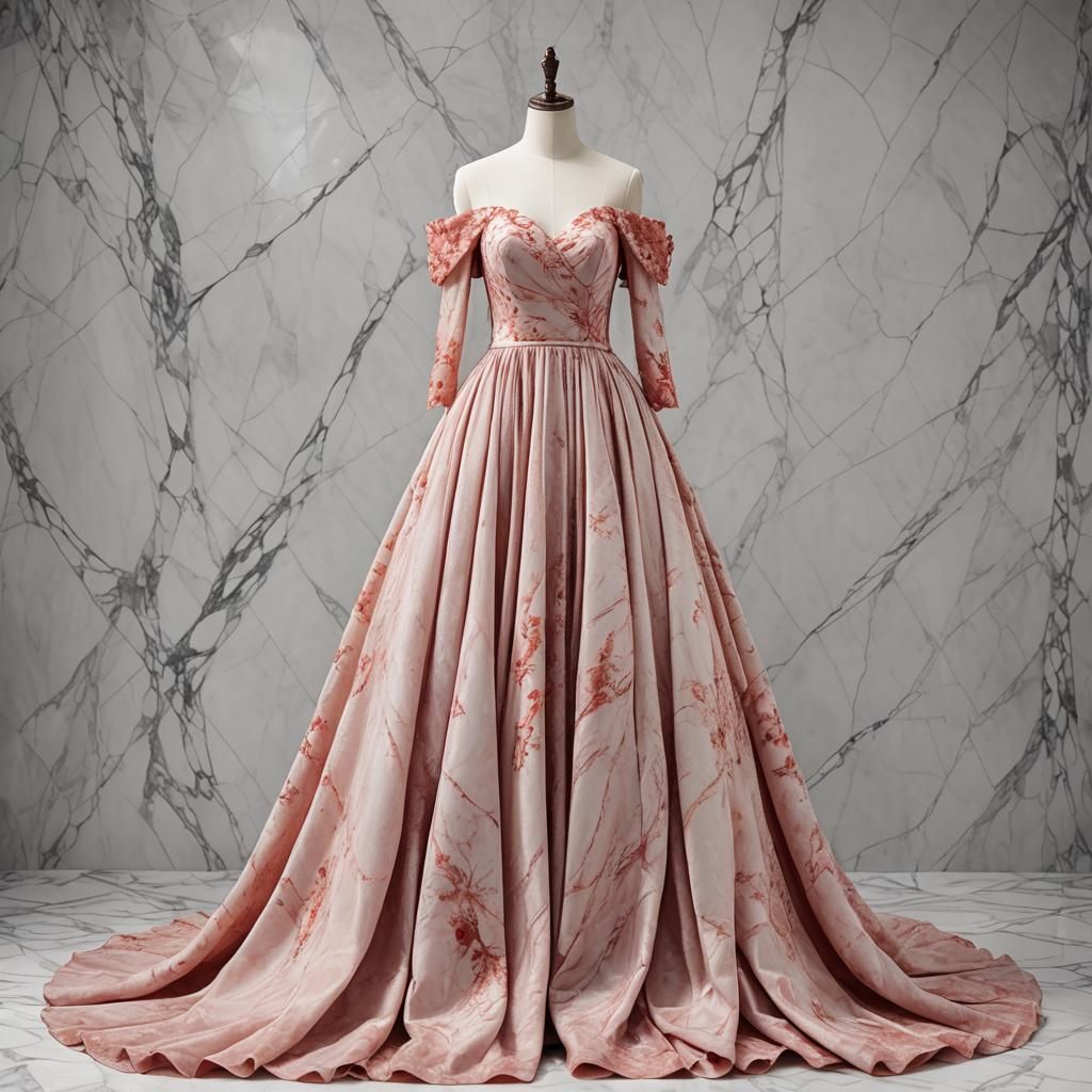 Elegant Light Red Wedding Dress on Mannequin