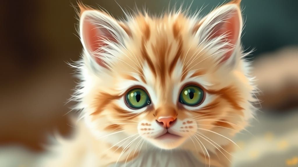 Whimsical Kitten Portrait in a Dreamy Style