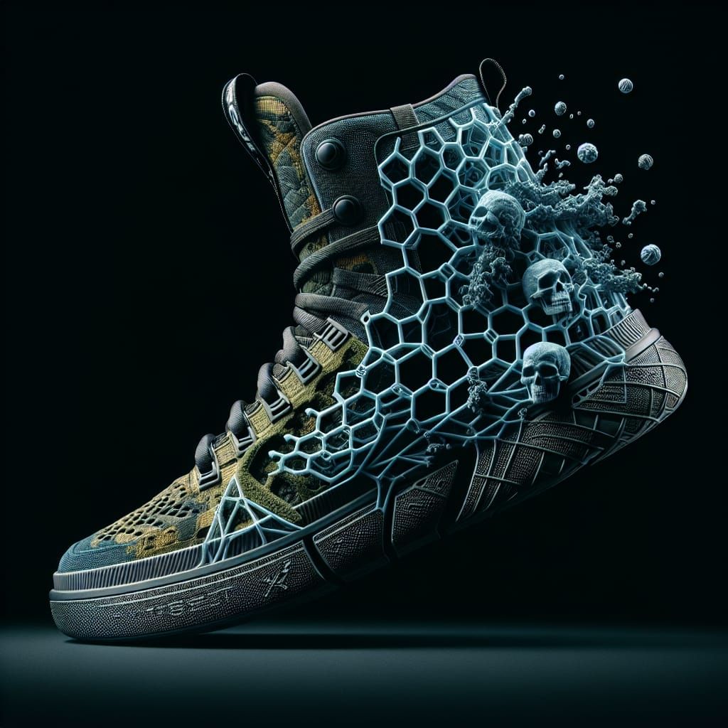 Molecular Mesh Sneaker with Skull Print as Digital Matte Pai...