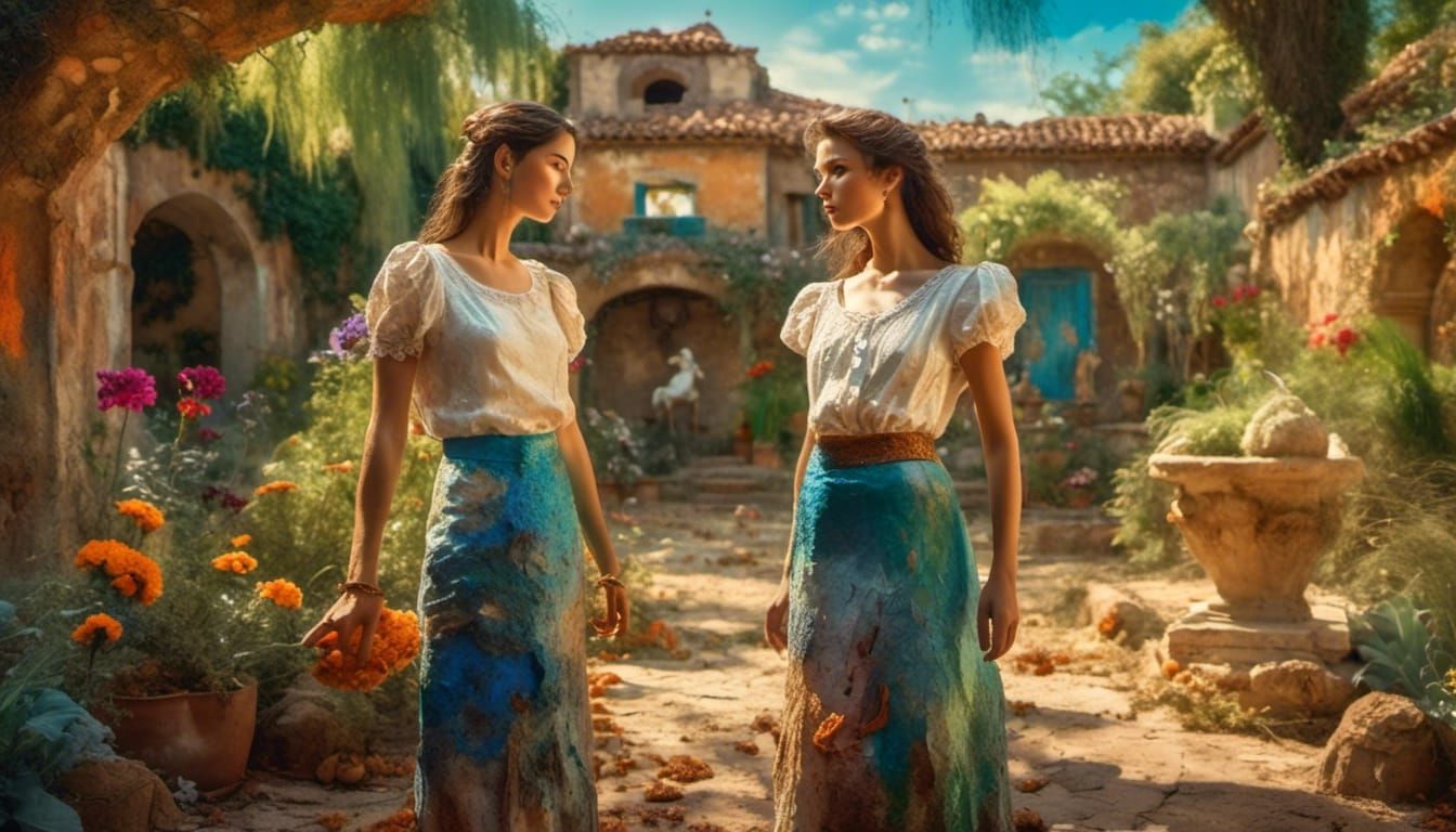 Papier-Mâché Woman in Garden with Fauvist Colors