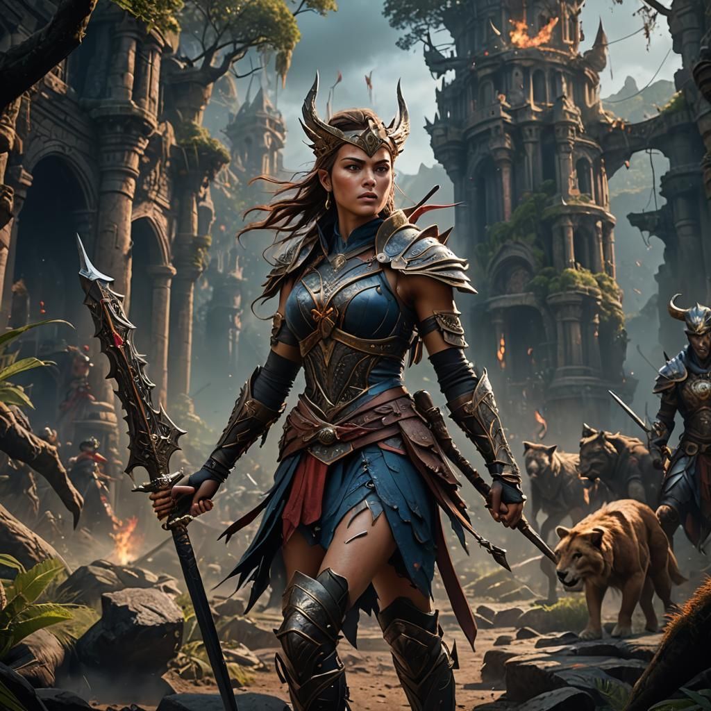 Wild Woman Warrior Fantasy Concept Art