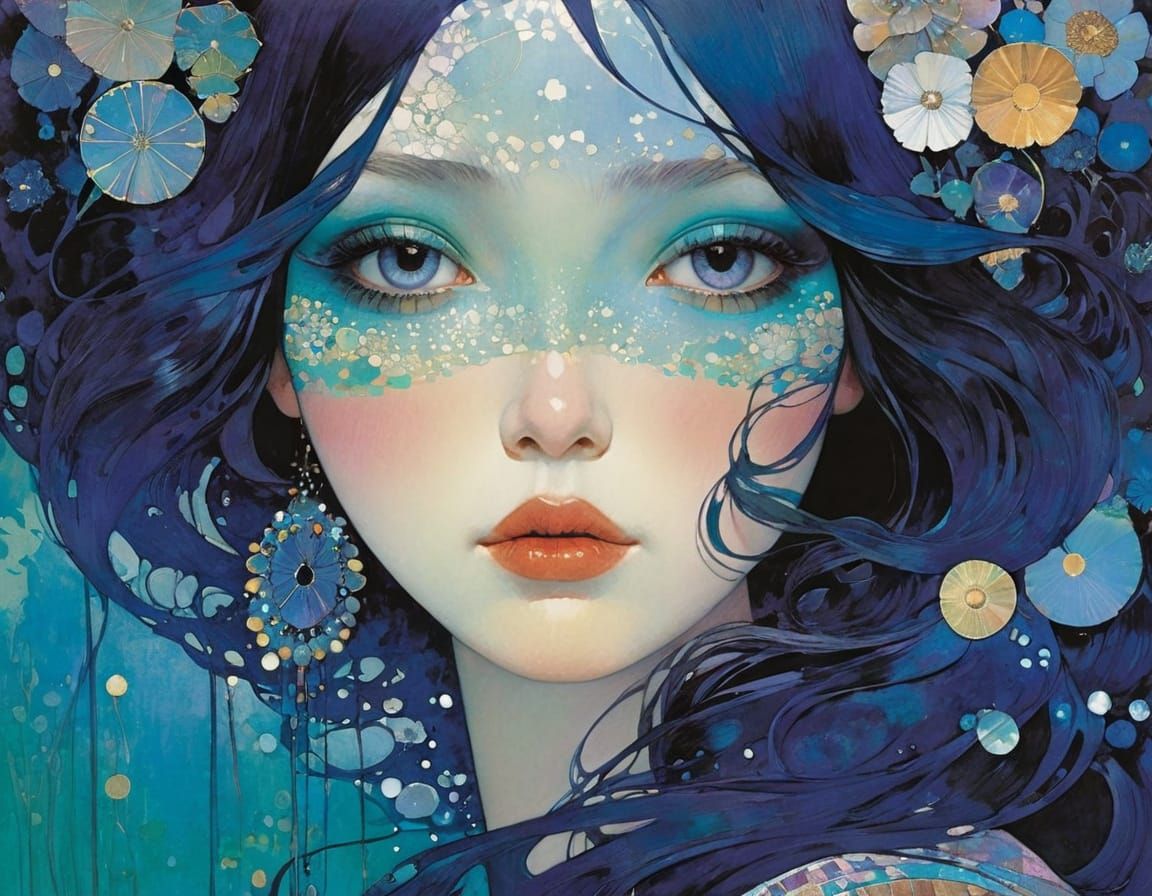 Ocean Scene Inspired by Art Nouveau Illustration