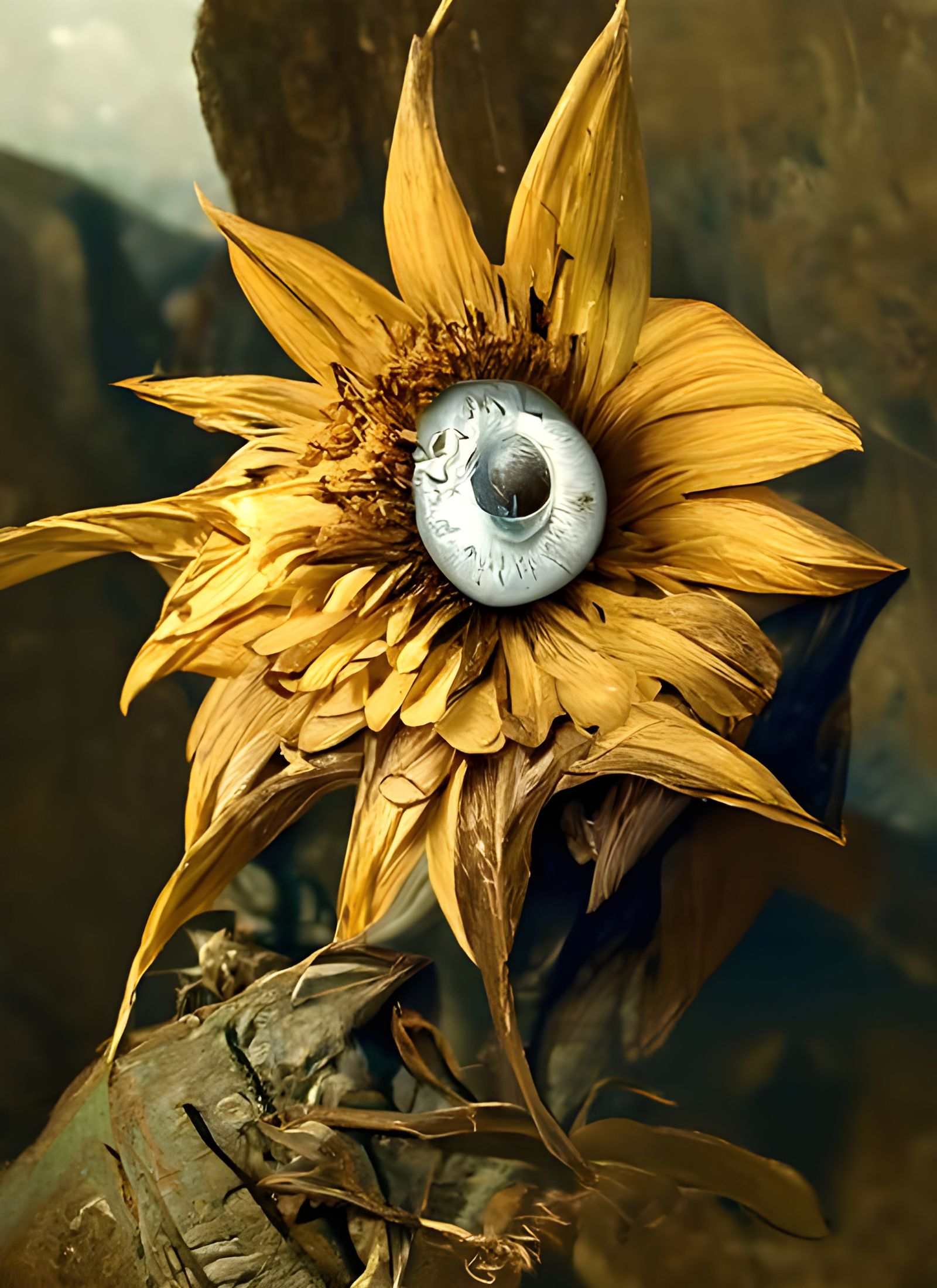 Eye See You: Sunflower in Photorealist Style