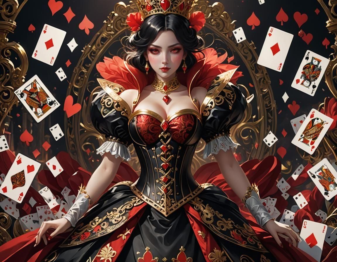 Kinky Queen of Hearts in Dark Fantasy Style