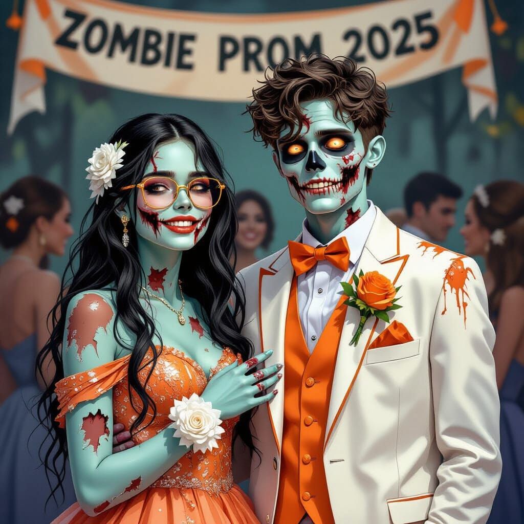 Teenage Zombies at Prom for a Photo