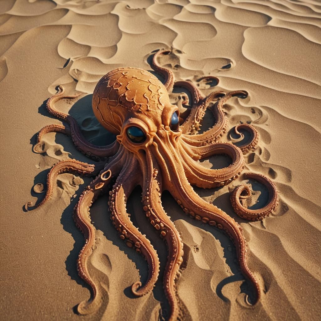 Surreal Tentacle Attack on Dreamlike Beach