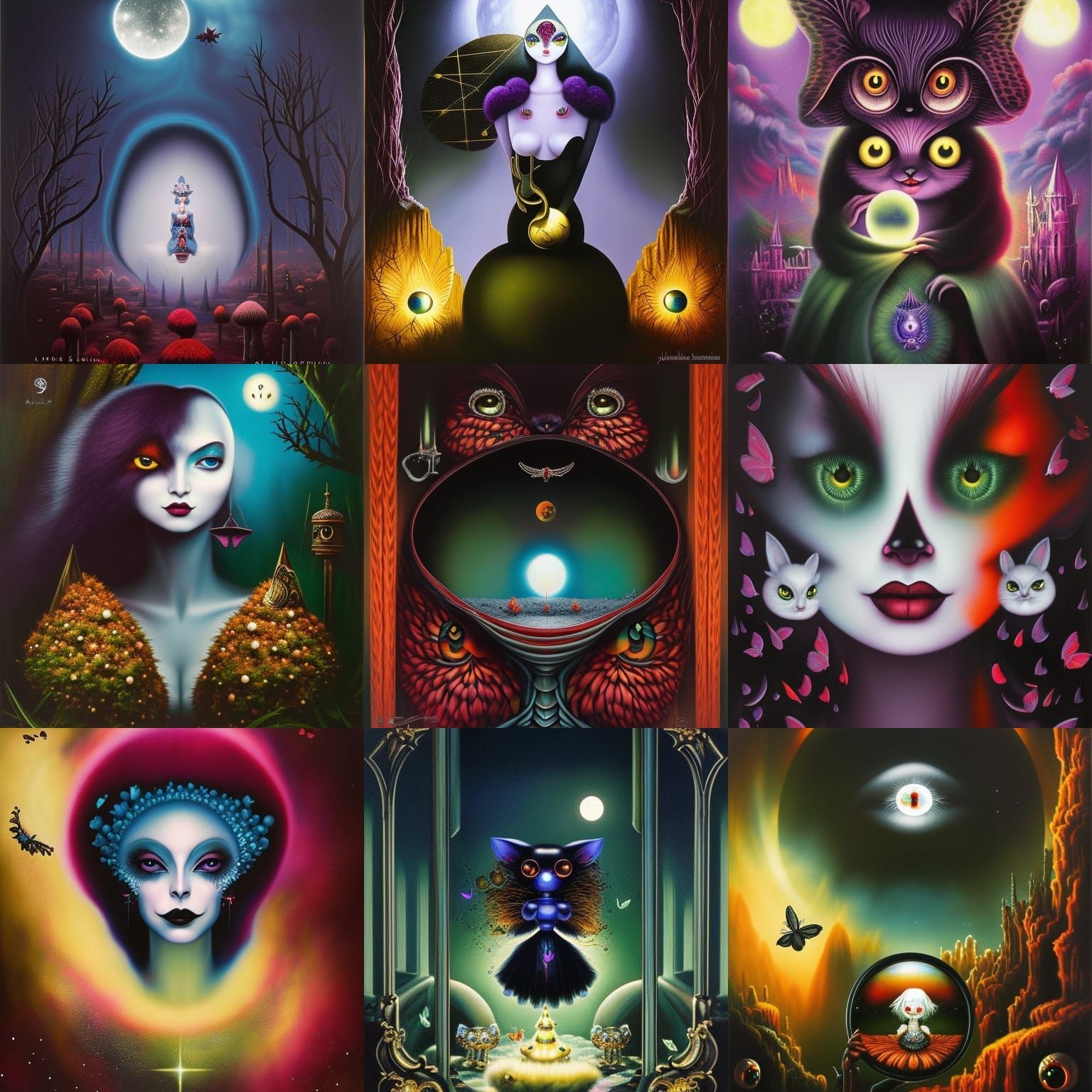 Surreal Atomic Mushroom Clock Catapult in Gothic Vaporwave S...