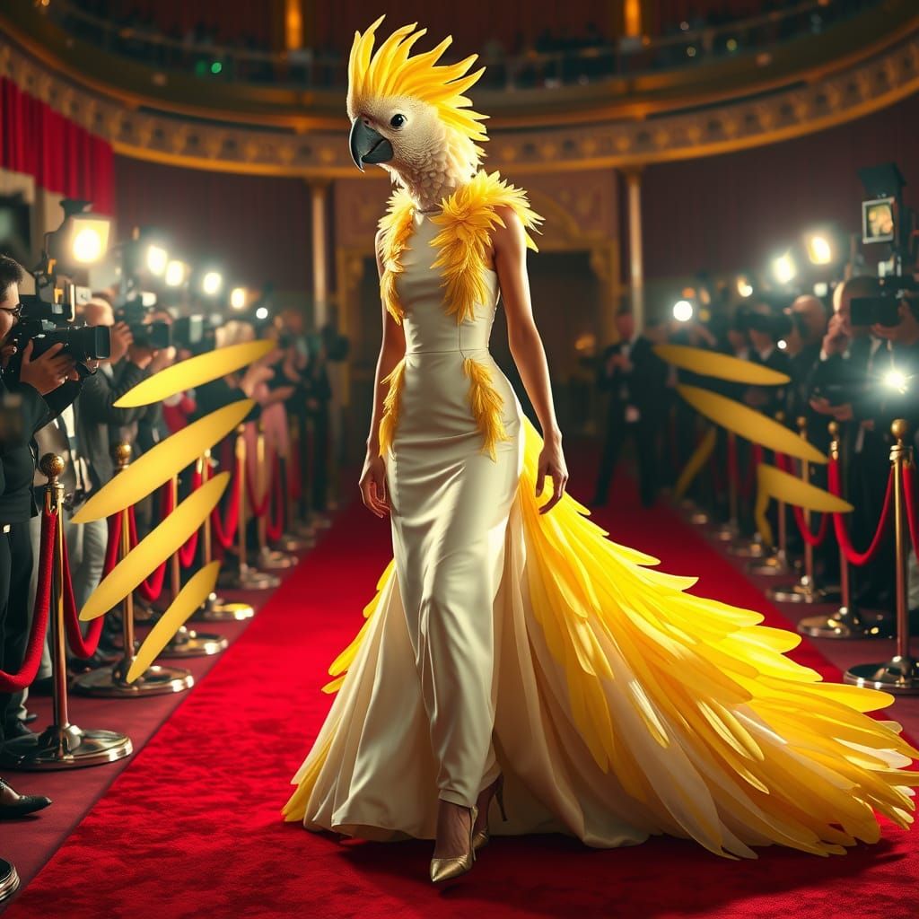 Glamorous Actress Emerges on Red Carpet in Avian-Inspired Go...