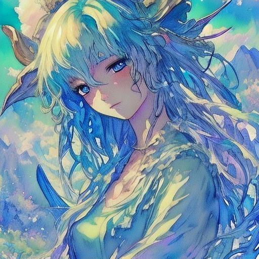 Ethereal Goddess Sings to Humans in a Dreamy Mountain Landsc...