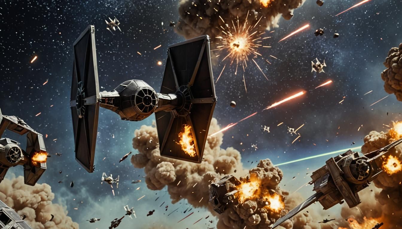 Exploding TIE Fighter in Epic Star Wars Battle