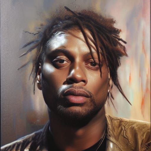 D'Angelo Portrait in Dieselpunk Oil Painting Style