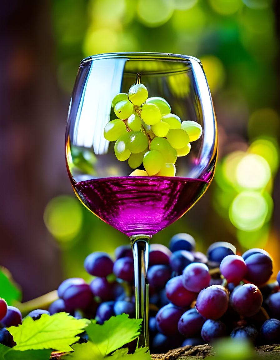 Luminous Grape Wine Glass in Fairytale Garden