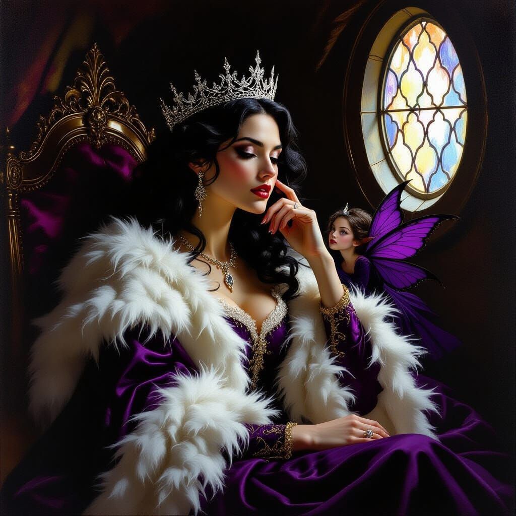 Queen and Fairy: Oil Painting in Baroque Style