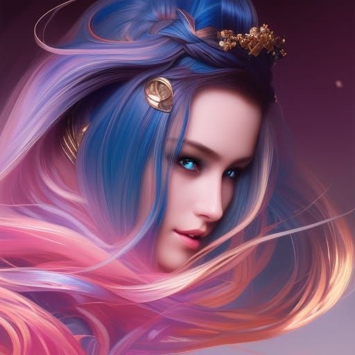 Dreamscape Vortex: Surreal Kiss in Electric Colors