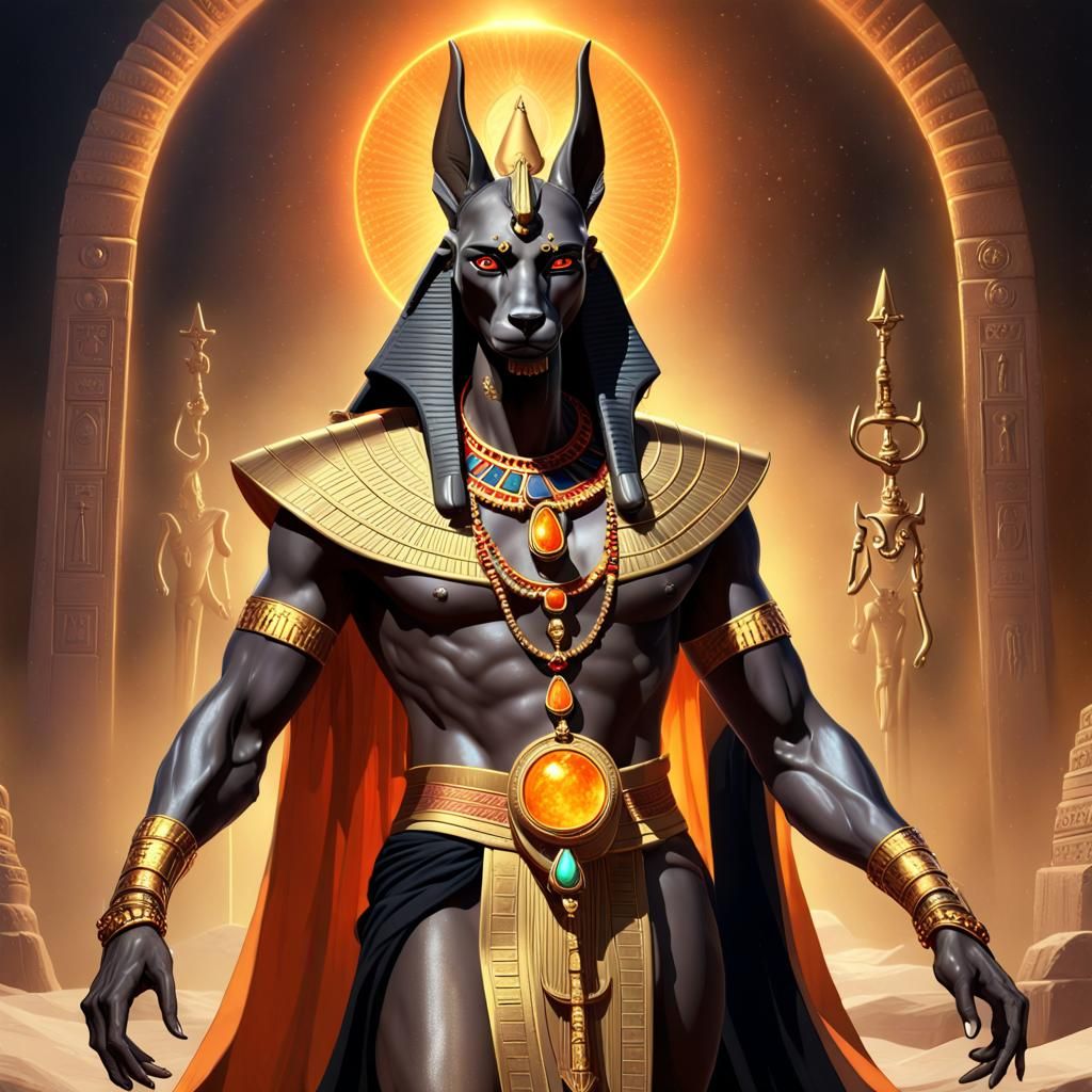 Anubis with Shiva in Mystical Aura