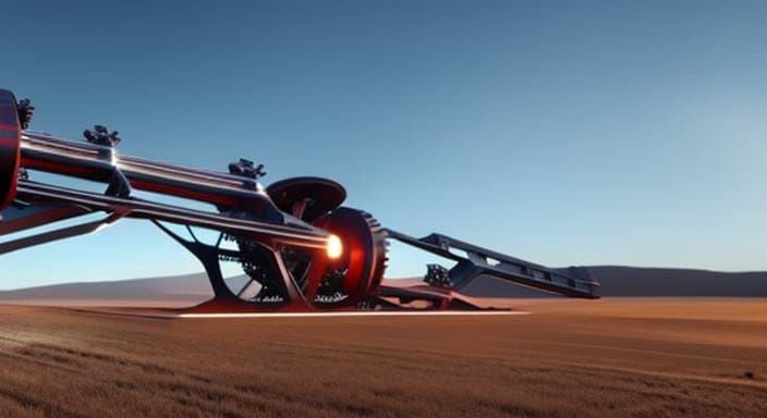 Futuristic Chrome Catapult Launches Farm Equipment in Sci-Fi...