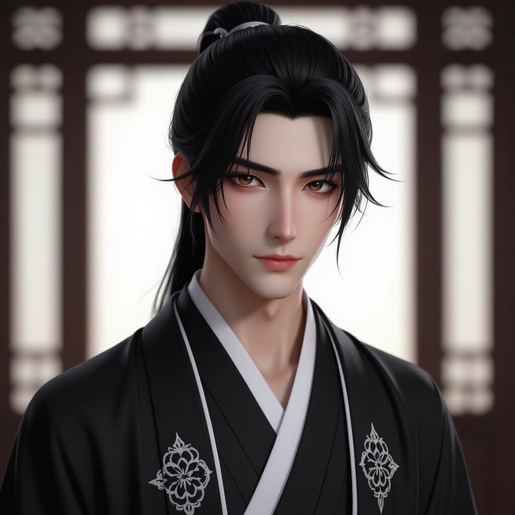 Slender Man in Flowing Eastern Robe - Realistic Digital Art