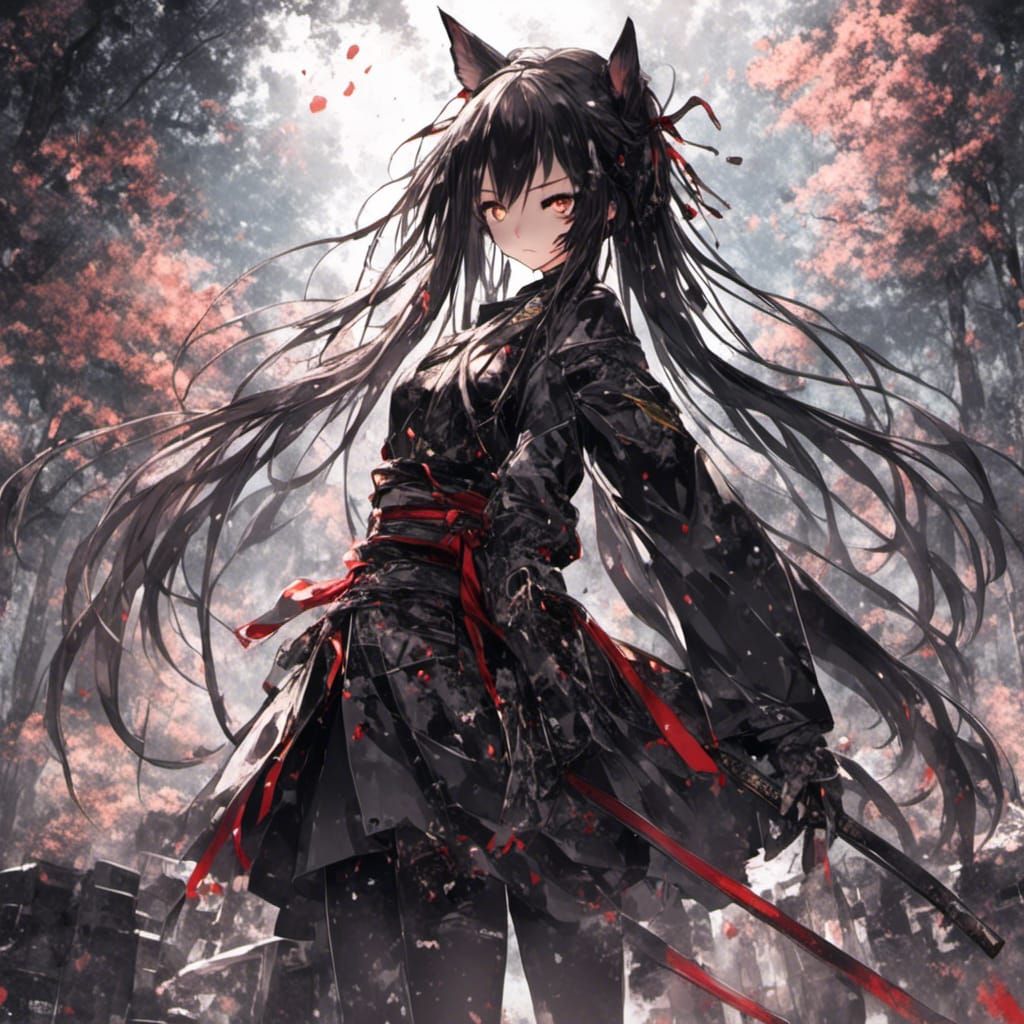 Shadow Samurai Girl in Anime Style