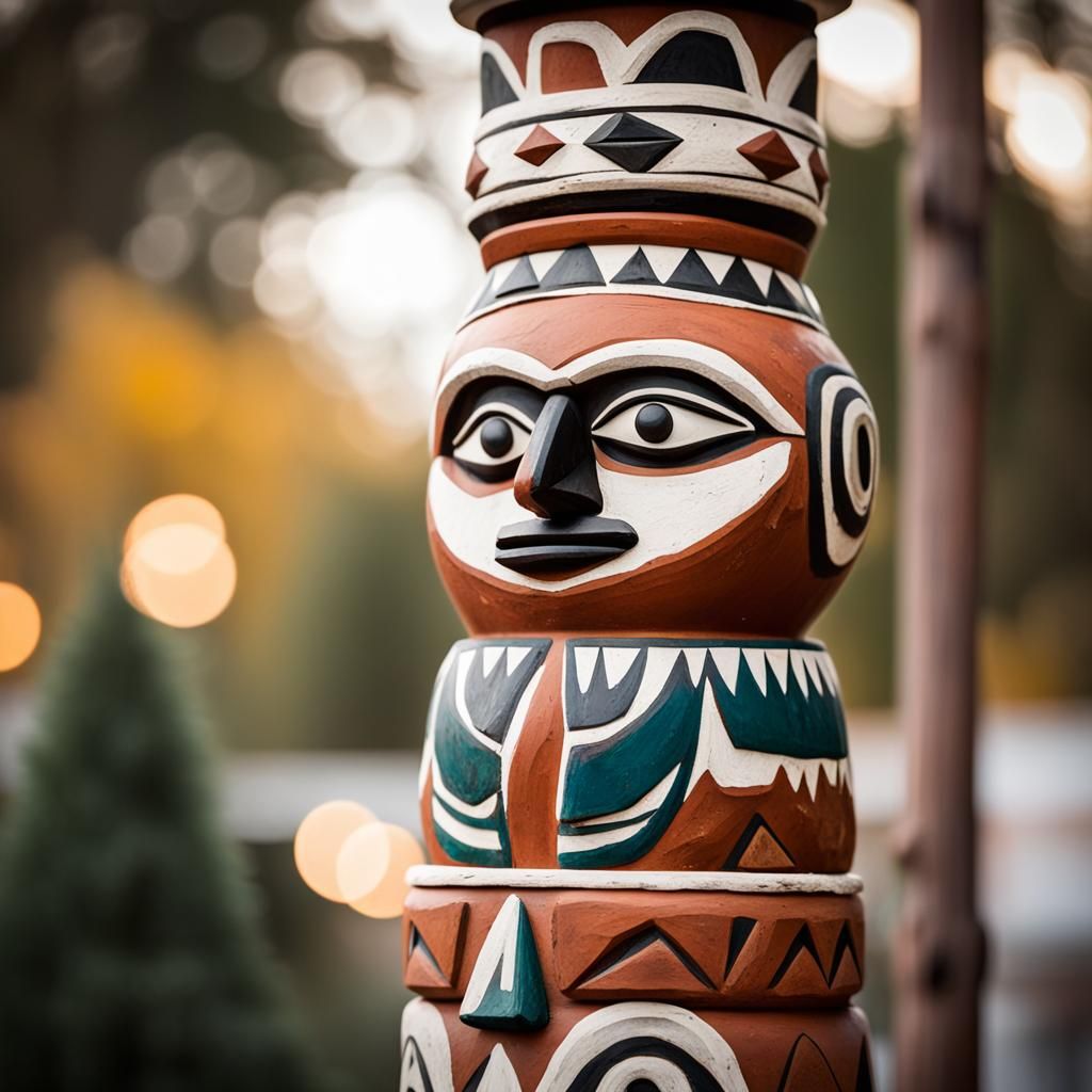 Eskimo Totem Pole Made of Clay Pots