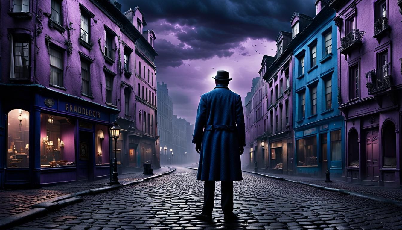 Eerie Urban Street Scene with Sinister Figure