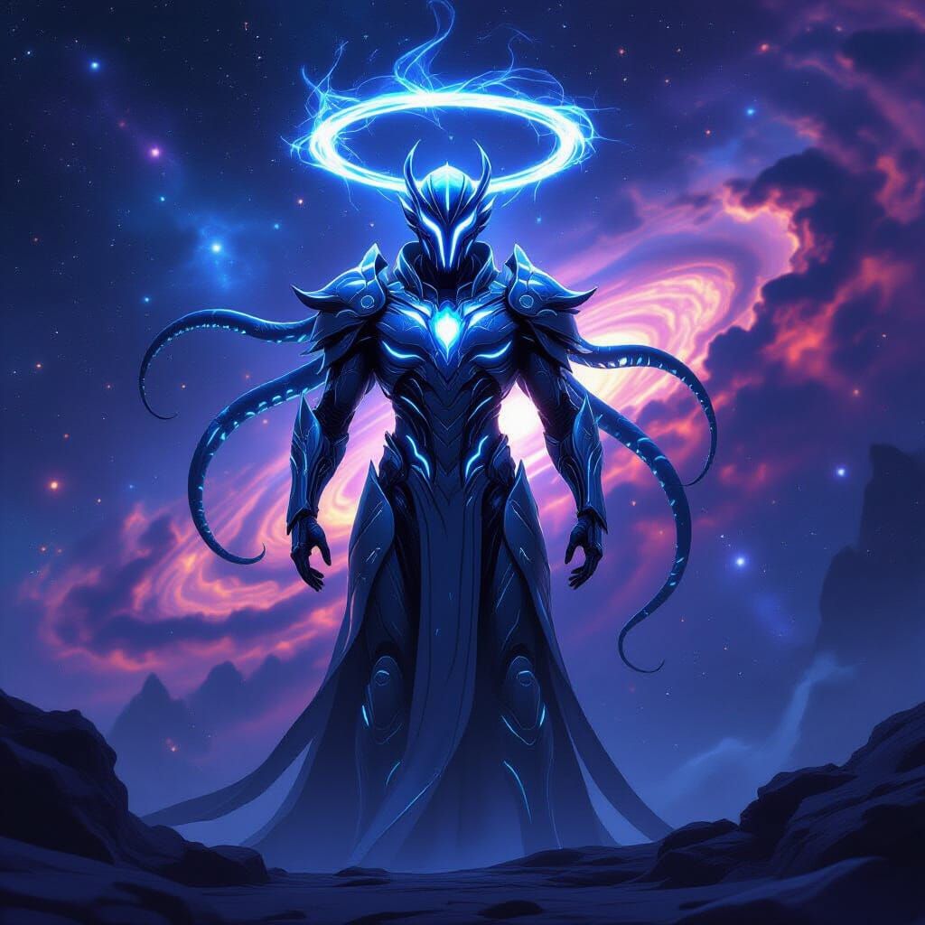 Cosmic Armored Being in Galactic Nebula