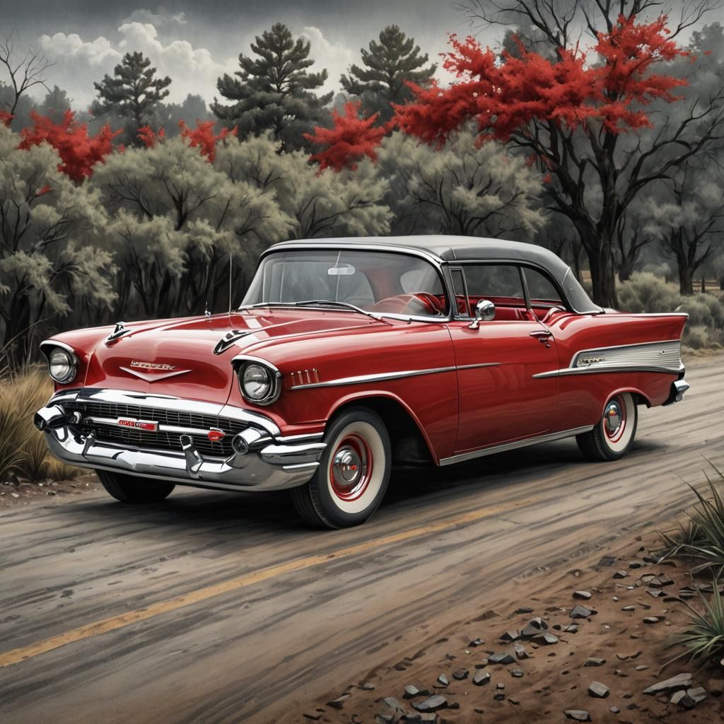 Hyperrealistic 1957 Chevrolet Convertible Render