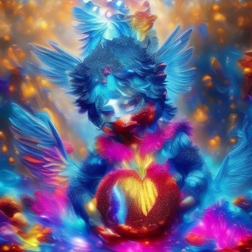 Fiery Demon with Wings in Neon Inferno