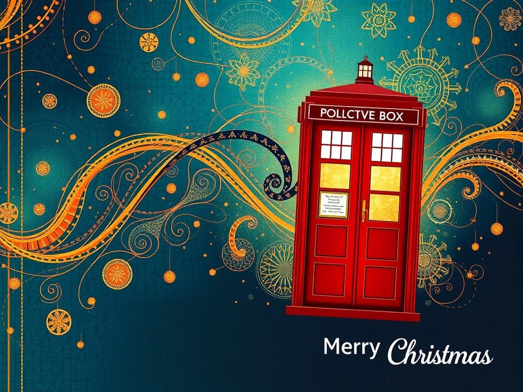 Christmas Card Featuring Vibrant Fractal Zentangle Patterns