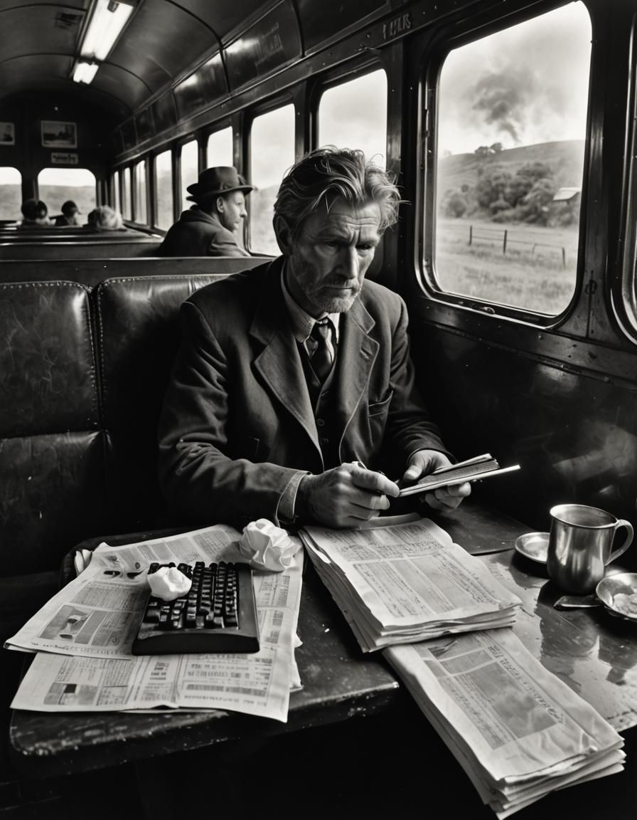 Hyperrealistic Train Car Scene in Black and White