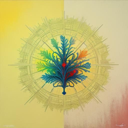 Psychedelic Fractal Leaves in Vivid Oil Painting