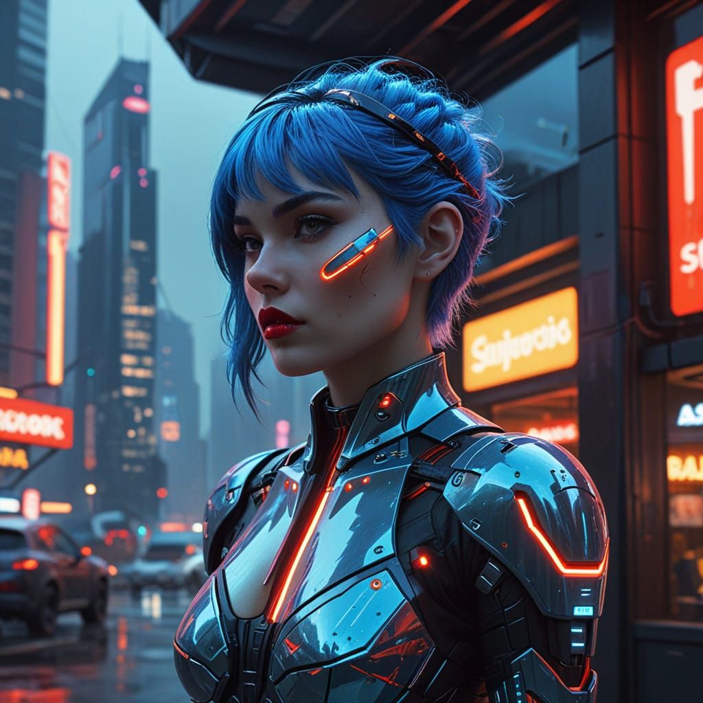 Ethereal Cyberpunk Pixie in Neon City