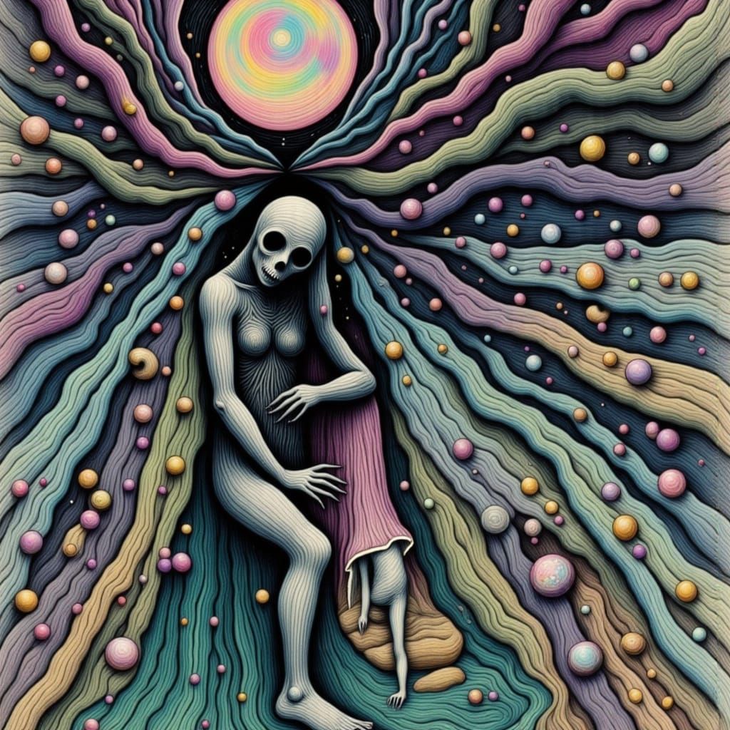 Man with Uncertain Expression in Art Nouveau Style