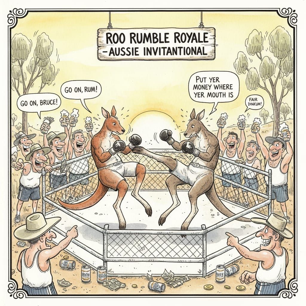 Kangaroos Kickboxing in MMA Octagon