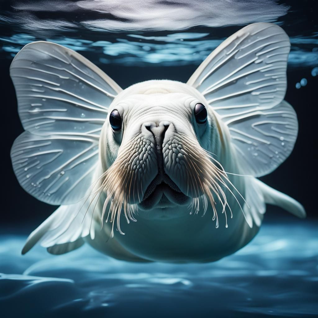 Glowing Hybrid Creature in Liquid Background, CGI Macro