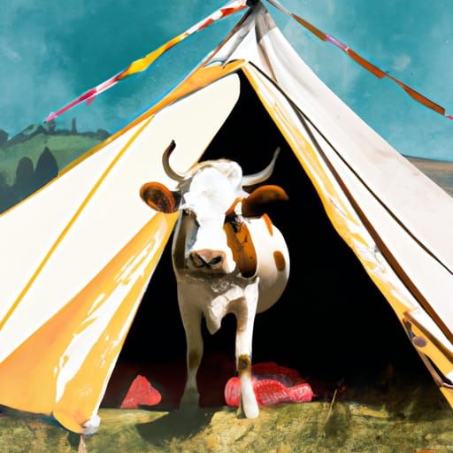 Cow Holiday in Tipi: Surreal Hyperrealism