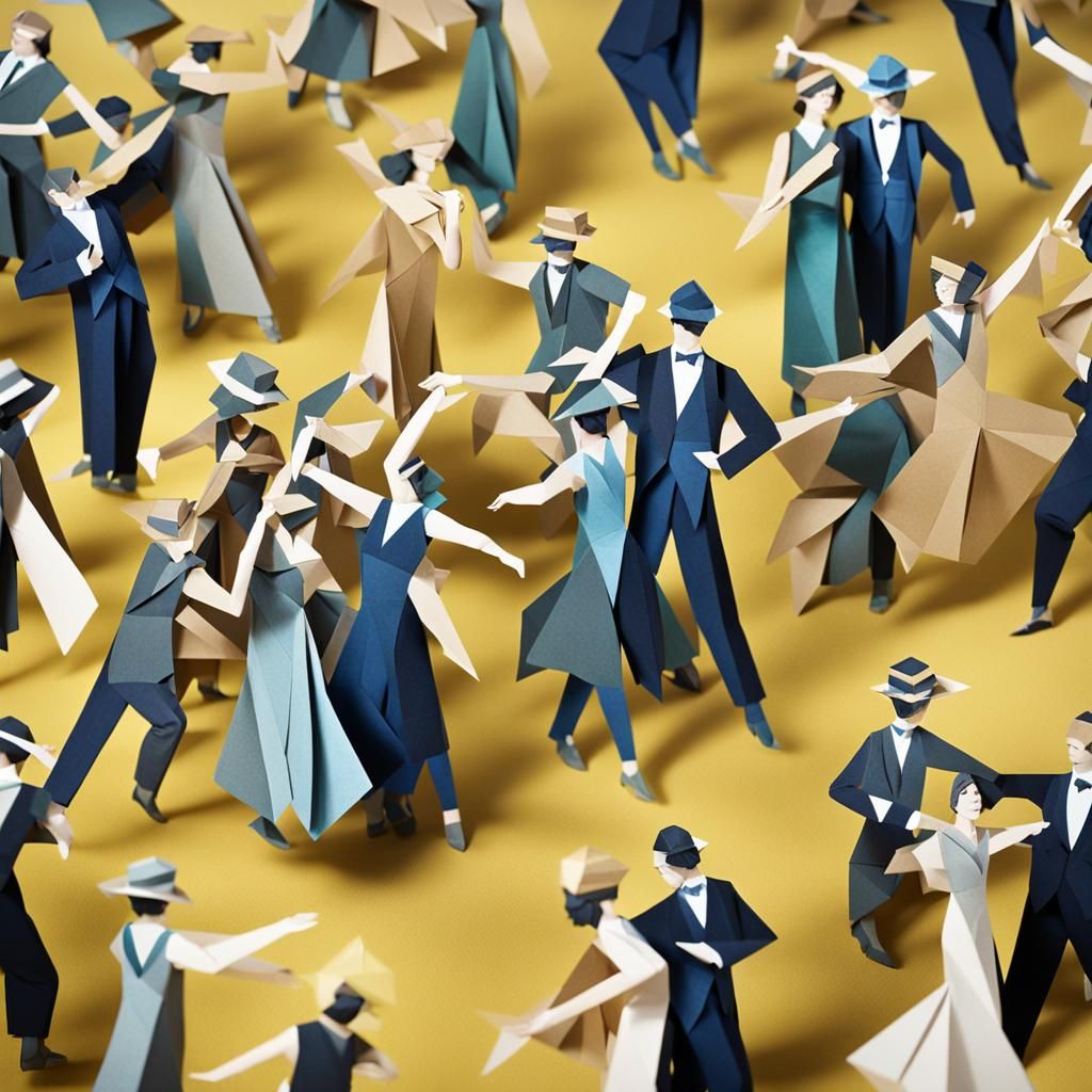 1920's Dancers at a Ball: Origami Paper Folds