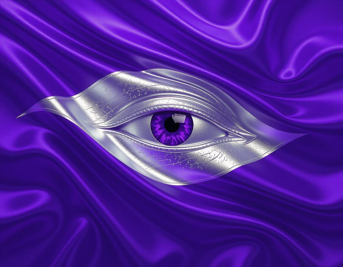 Purple Silk Flag With Silver Eye