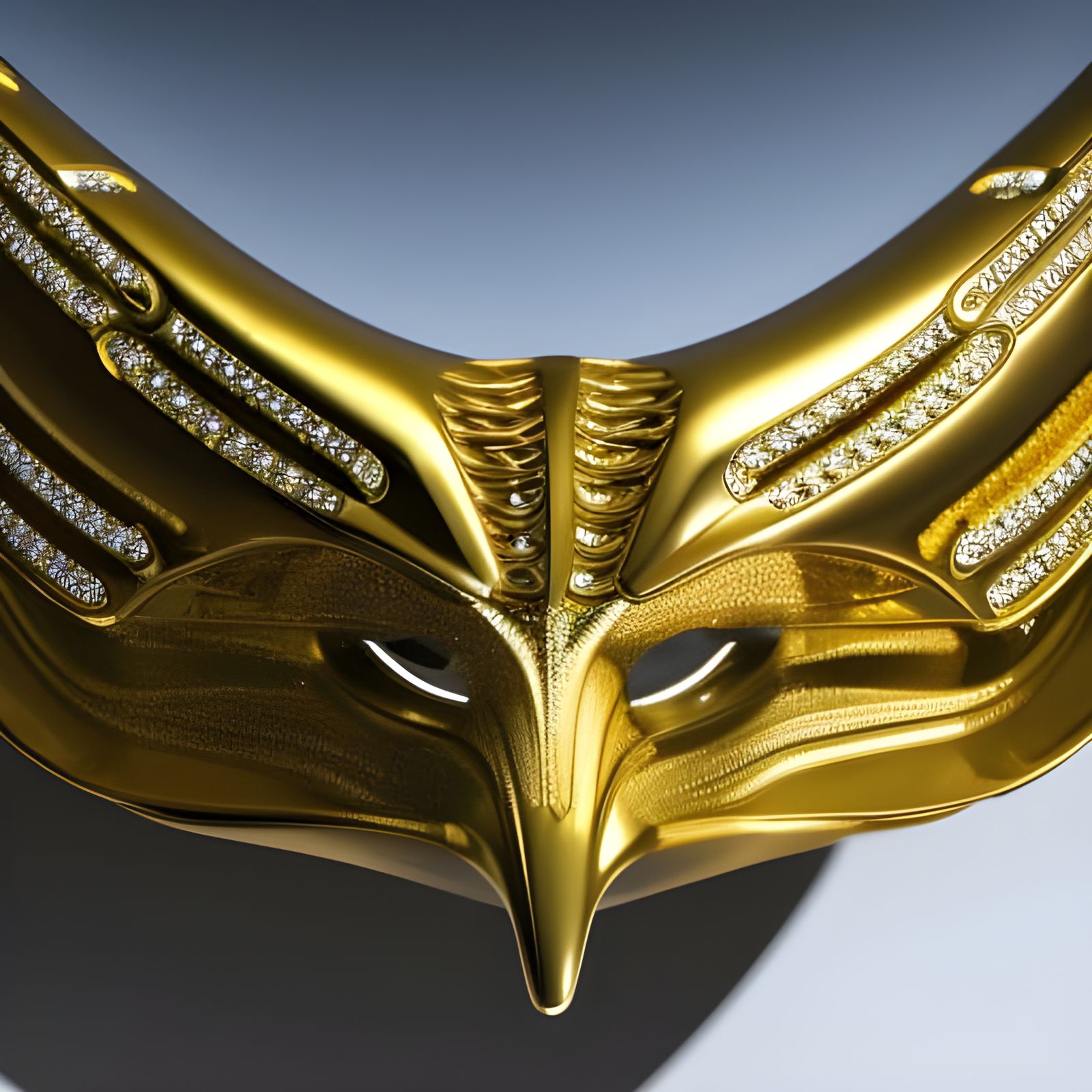 Alien Mask Made of Gold Jewelry in Art Nouveau