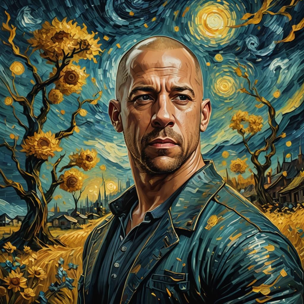 Vin Diesel as Van Gogh Oil Painting