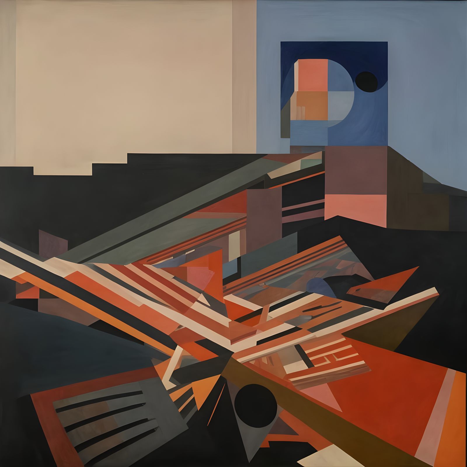 Intricate Painting with Parallax Depth in Modernist Style