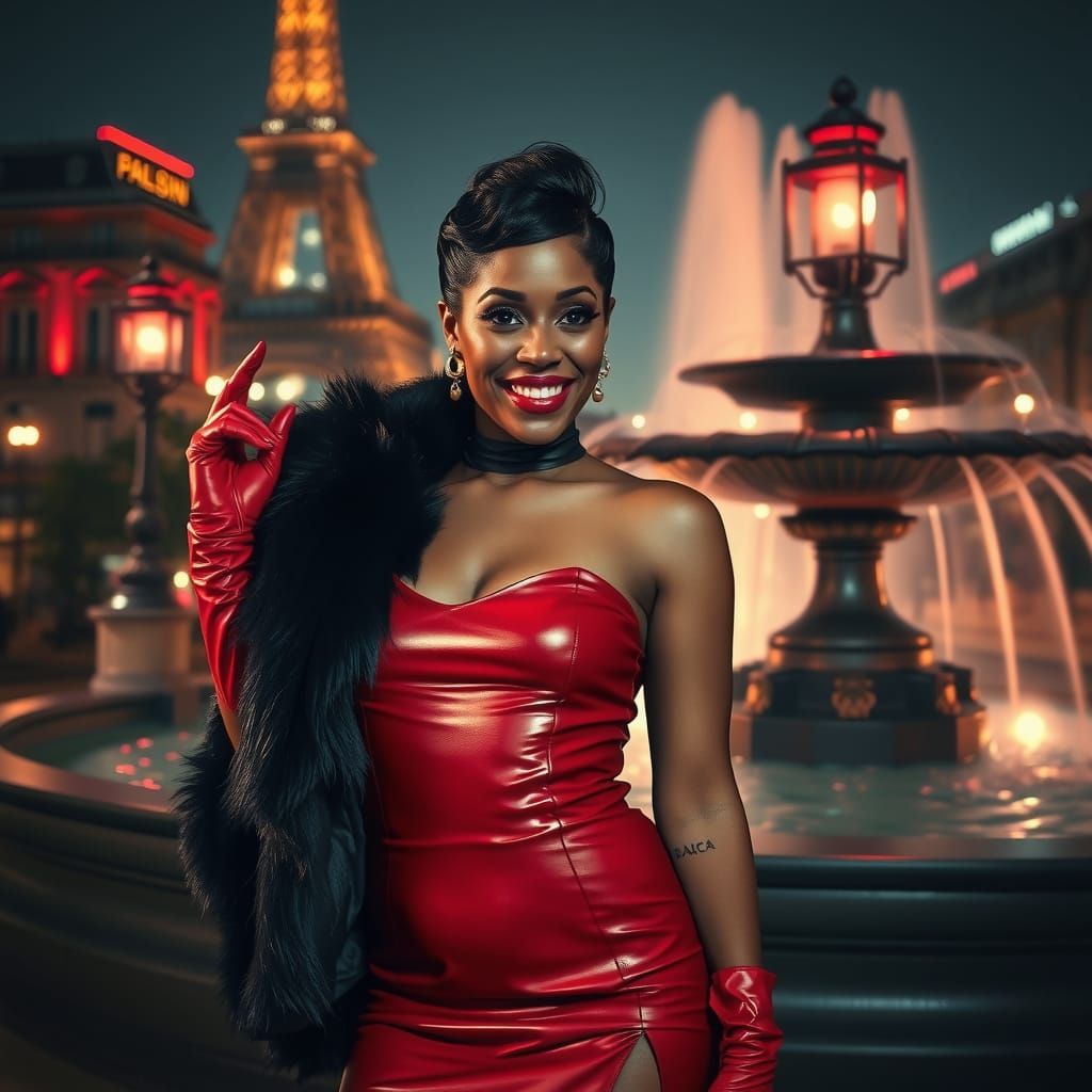 Josephine Baker in Synthwave Neon Paris