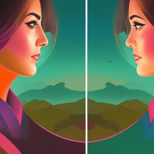 Mirrored Beauty in Romantic Split Screen