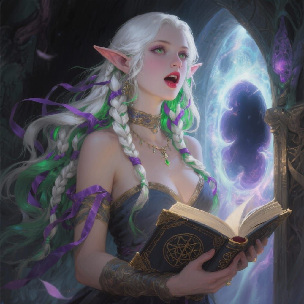 Elf Wizard with Rune Book in Royo Style