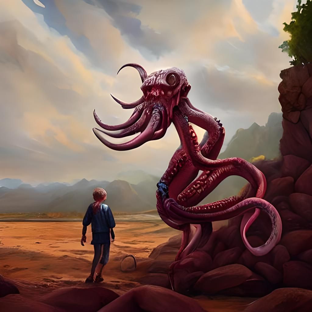 Eldritch God with Otherworldly Pet