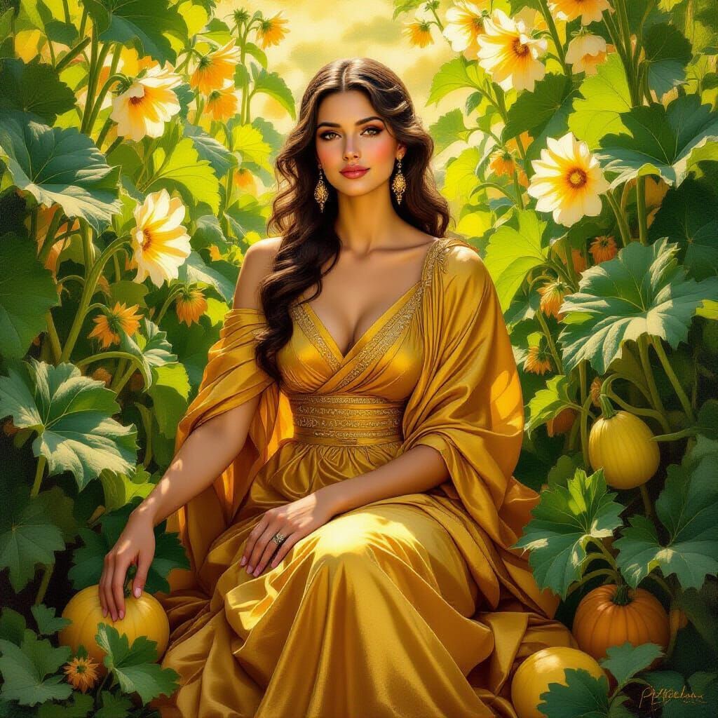 Goddess of Squash in Hyperrealistic Oil Painting