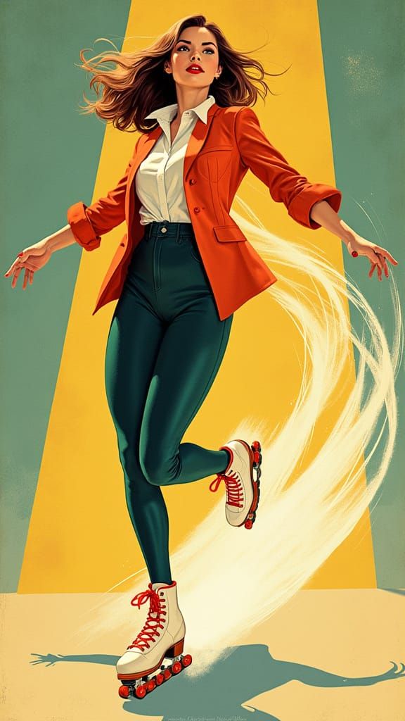 Art Deco Roller Skater The Dazzler Leaves Light Trails