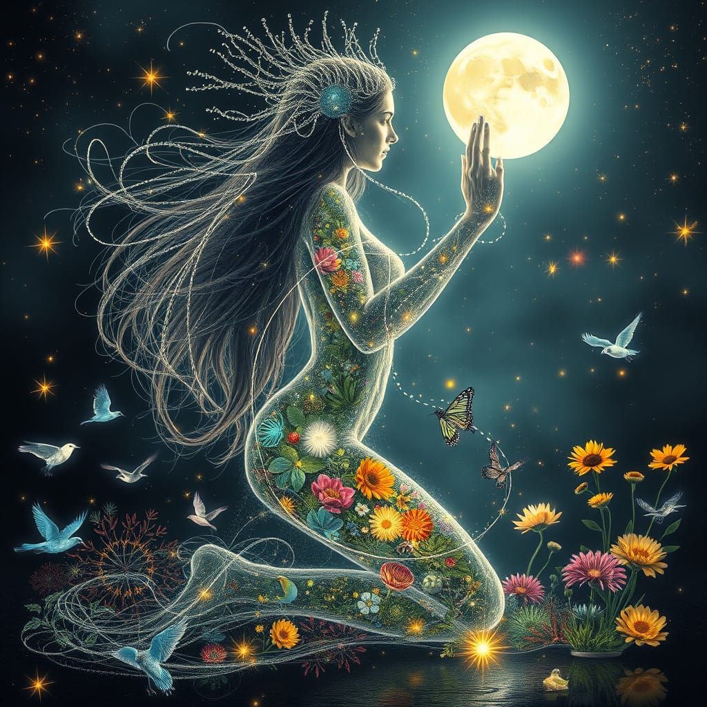 Mystical Earth Goddess in a Dreamlike Fantasy Art