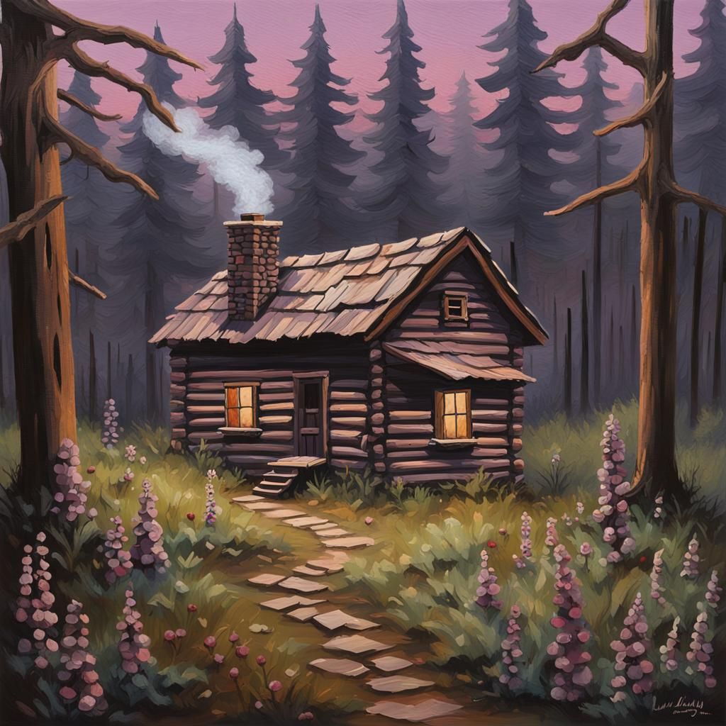 Haunted Cabin Portrait as Impasto Painting